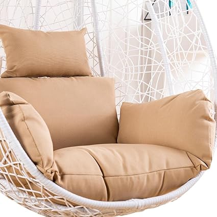 UrbanEscape Polyester Designer Cushion for Hanging Basket Swing Chair for Outdoor Egg Swing Chair/Garden Swing, Seat Padded Pillow Cushion (Beige)