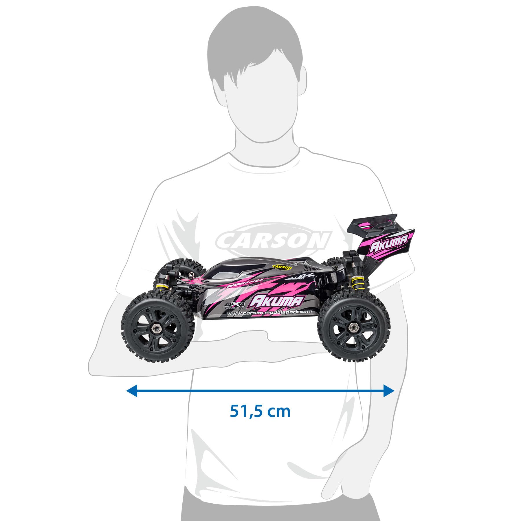 Carson 500409083 1:8 Akuma Buggy 4WD 100% RTR różowy - zdalnie sterowany samochód, offroad, wysokiej jakości, samochód RC, samochód RC 70 km/h, zdalnie sterowany wózek spacerowy, silnik bezszczotkowy