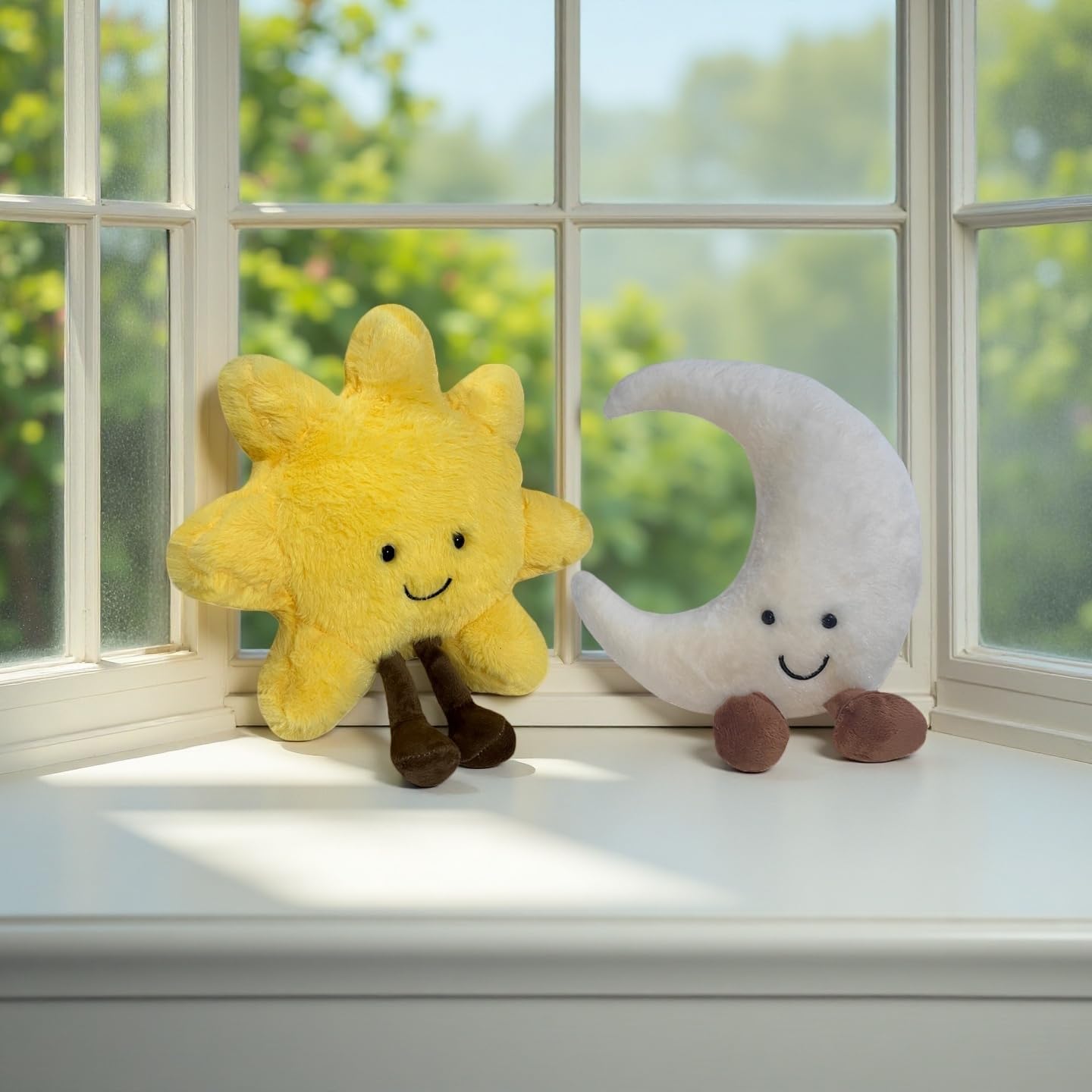 New Sun Plush Moon Plush Toy,Soft Bedside Sofa Pillows Stuffed Animal Plushie Doll Toys Room Decoration Gift for Kids Children (Sun+Moon)