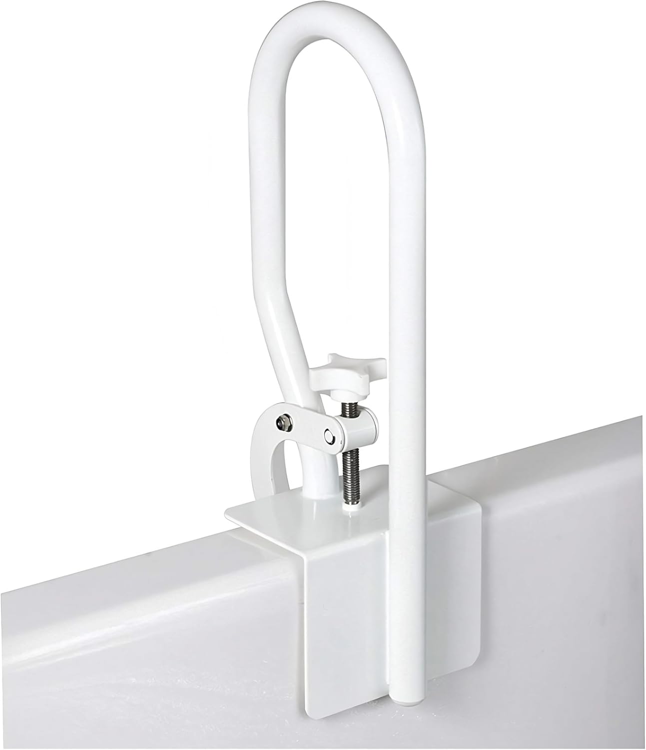 Carex White Bathtub Rail – Grab Bars for Bathroom, Bathtubs & Showers – Side Hand Grip Railing & Support – Shower Handle & Bath Tub Bar Clamps for Seniors & Elderly