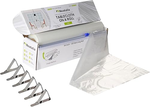 Miniatura 9 de Rollo de mantel de plástico negro de 54 x 120 pies, desechable, impermeable, para exteriores, fiestas, eventos, manteles para barbacoa, picnic,