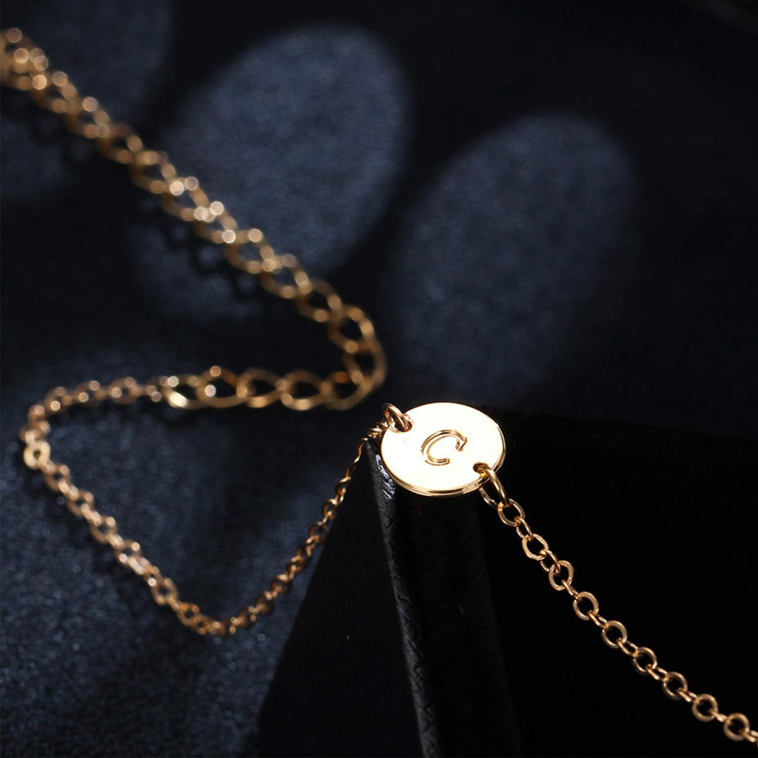 Bracciale Donna Con Iniziale In Oro 18K - Acciaio Inox Placcato, Ciondolo Disco Con Monogramma, Regalo Personalizzato