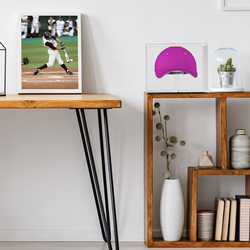 Acrylic Hat Display Case - Baseball Cap Display Stand - UV Protection Football Soccer Hat Cabinet Storage Cover