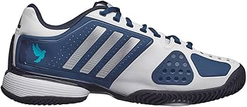 Adidas Barricade 7 Novak Pro Men's Tennis Shoes White/Silver/Blue Adidas Barricade 7 Novak Pro Men's Tennis Shoes White/Silver/Blue