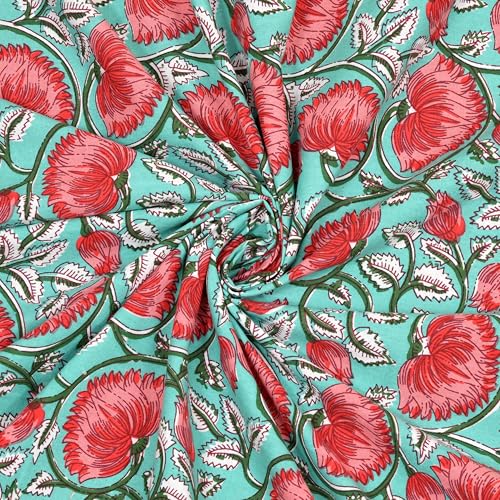 Image of ElanorHomes 240 TC Cotton Double King Size Bedsheet | Ultra-Soft & Skin-Safe | Breathable Summer Comfort | 93x108 inches with 2 Pillow Covers (Turquoise Pink Lotus)