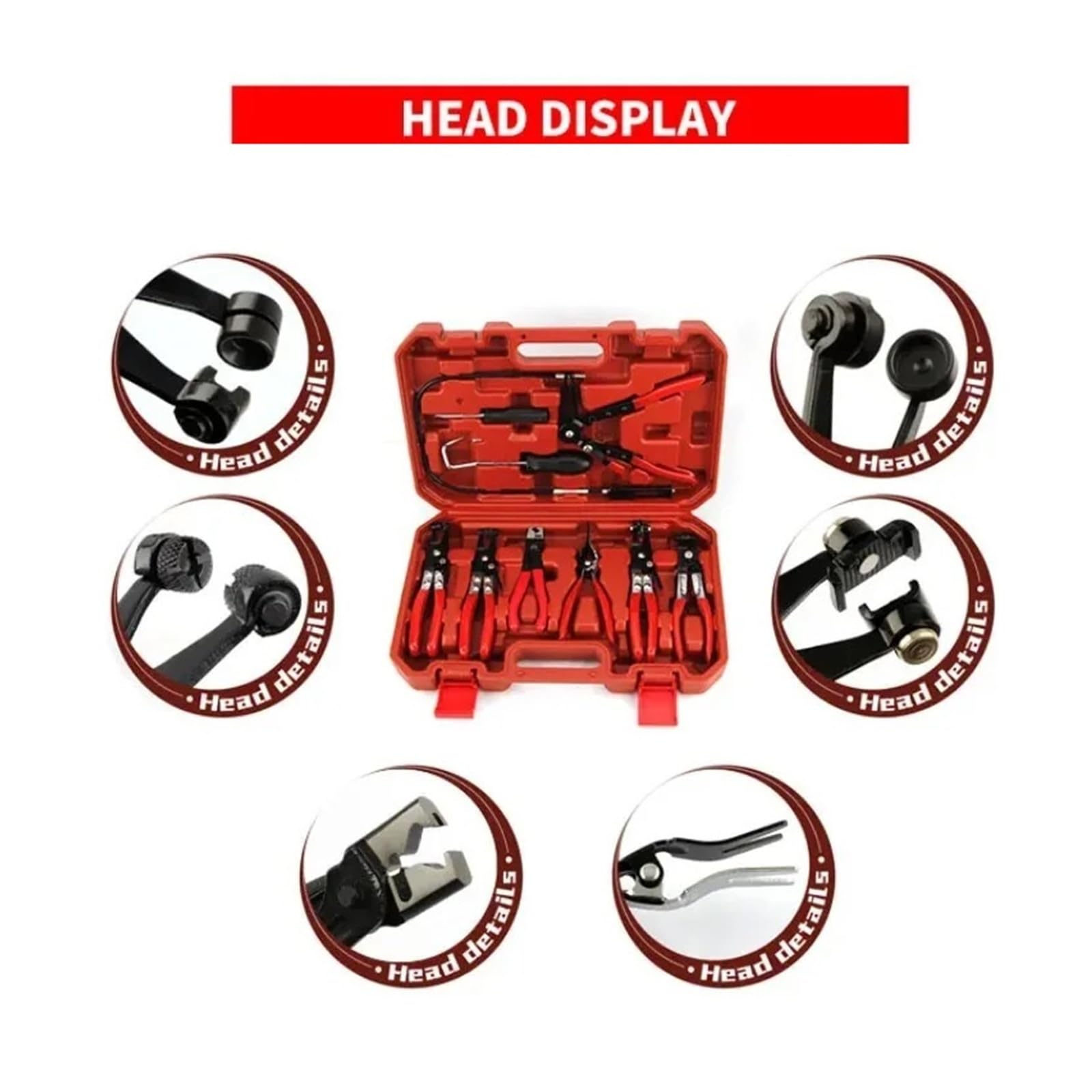Juego de 9 alicates de anillo de abrazadera de manguera para coche, herramientas de reparación de coche, cable flexible, tipo de cable, abrazaderas de maletero, removedor de sello de aceite
