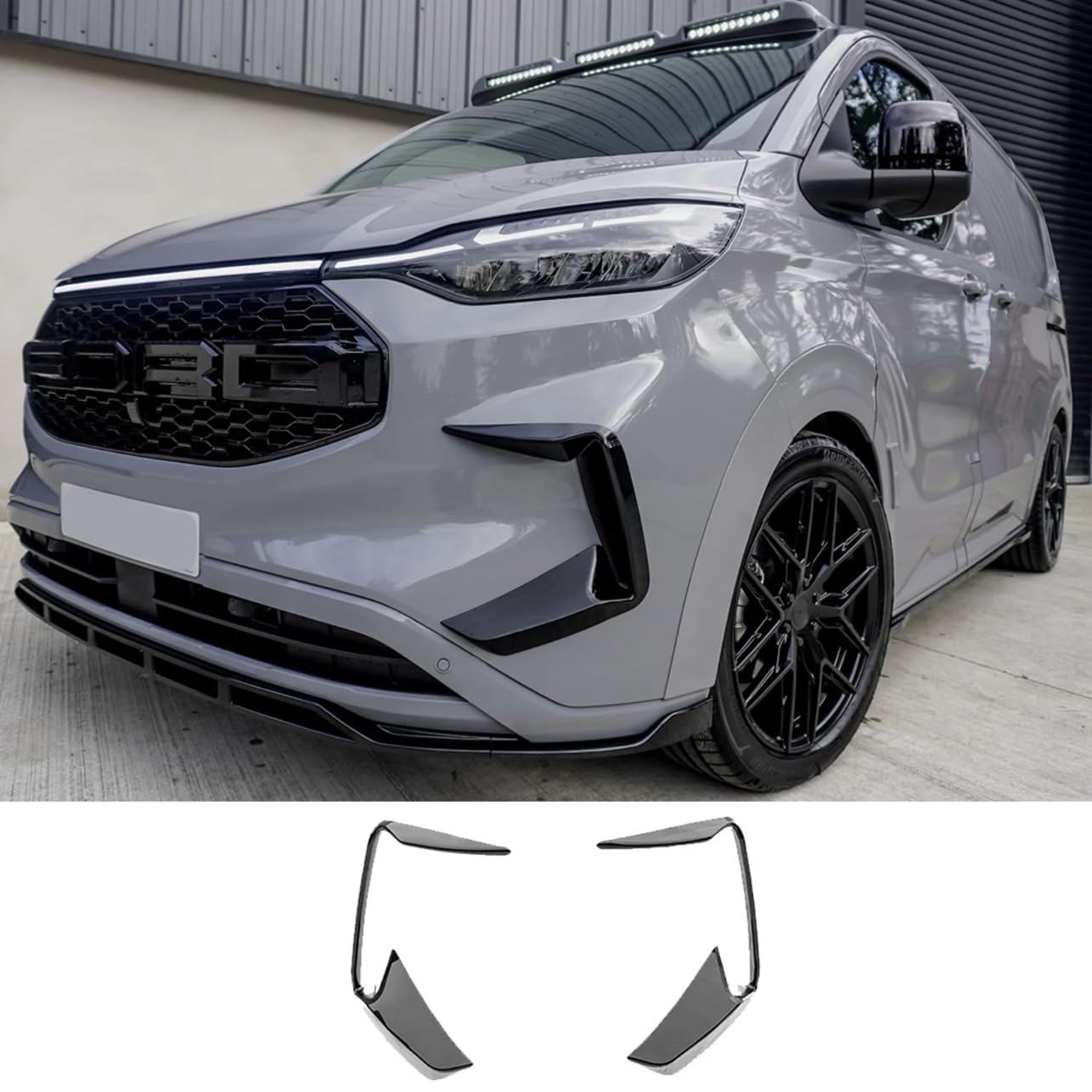 Alettoni aerodinamici anteriori in nero lucido per Ford Transit Tourneo/Custom Custom MK2 Trend e Limited 2024 2025 in poi, accessori per spoiler e deflettori per Ford Transit
