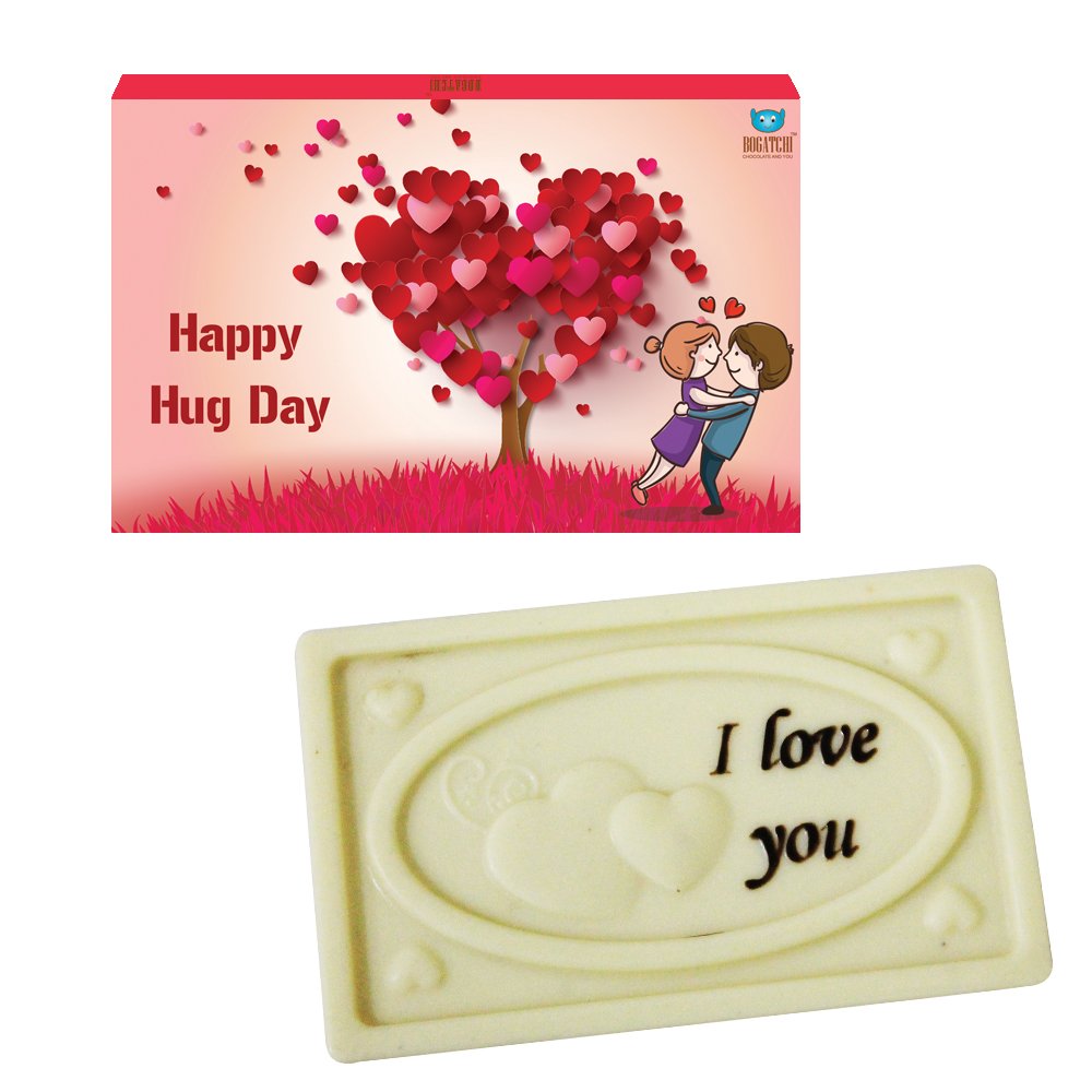 BOGATCHI Valentines Chocolates, White Chocolates, Love Chocolates, Premium Chocolates, Hug Special Bar 70 g