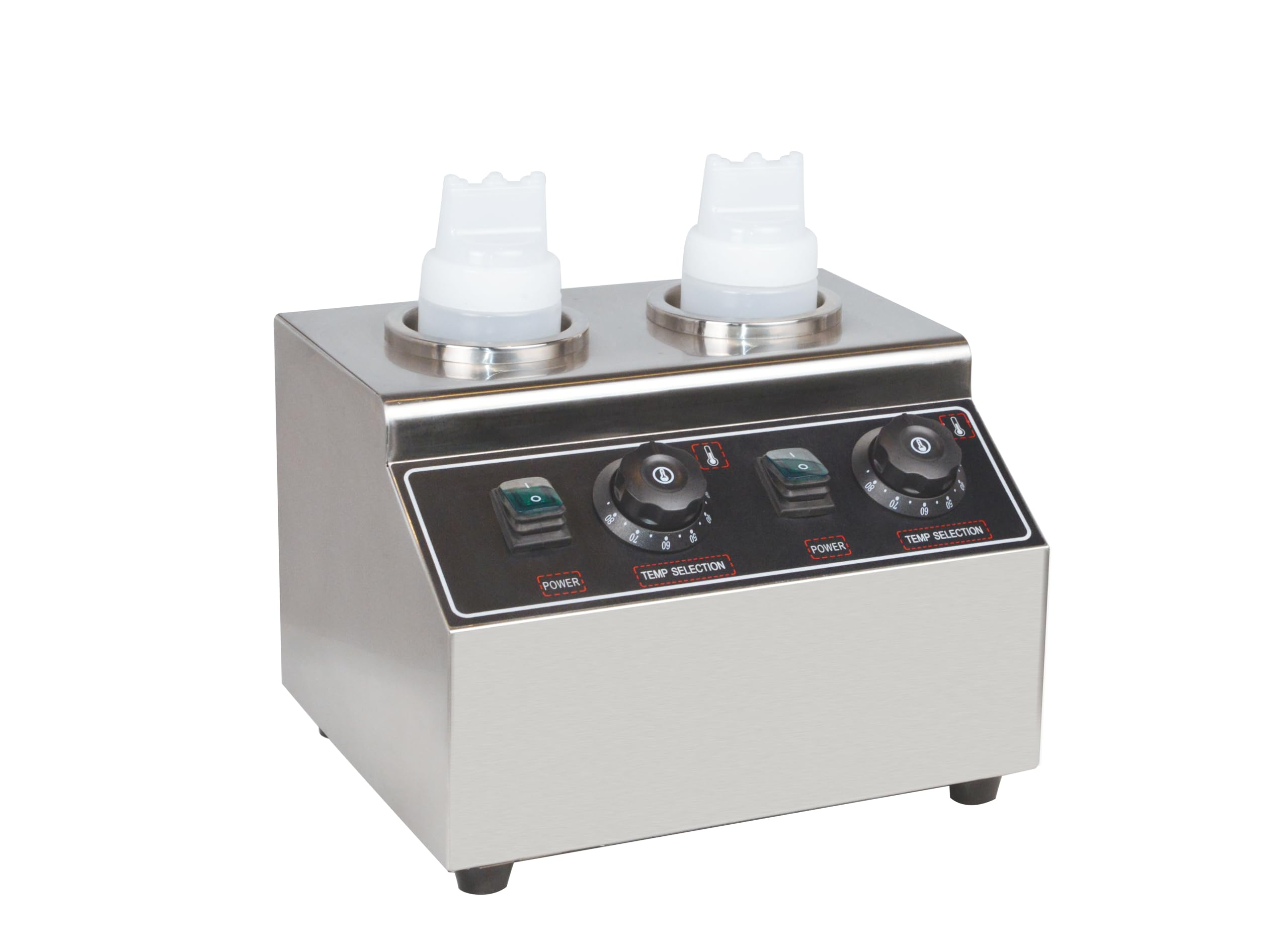 Hakka 2 Grilles Chauffe-Sauces Professionnel, Chauffe-Bouteilles électrique Réglable de 30 à 85 °C pour Sauces Chocolat, Beurre, Fromage, Caramel, 2 Bouteille Souple Incluse, 160W