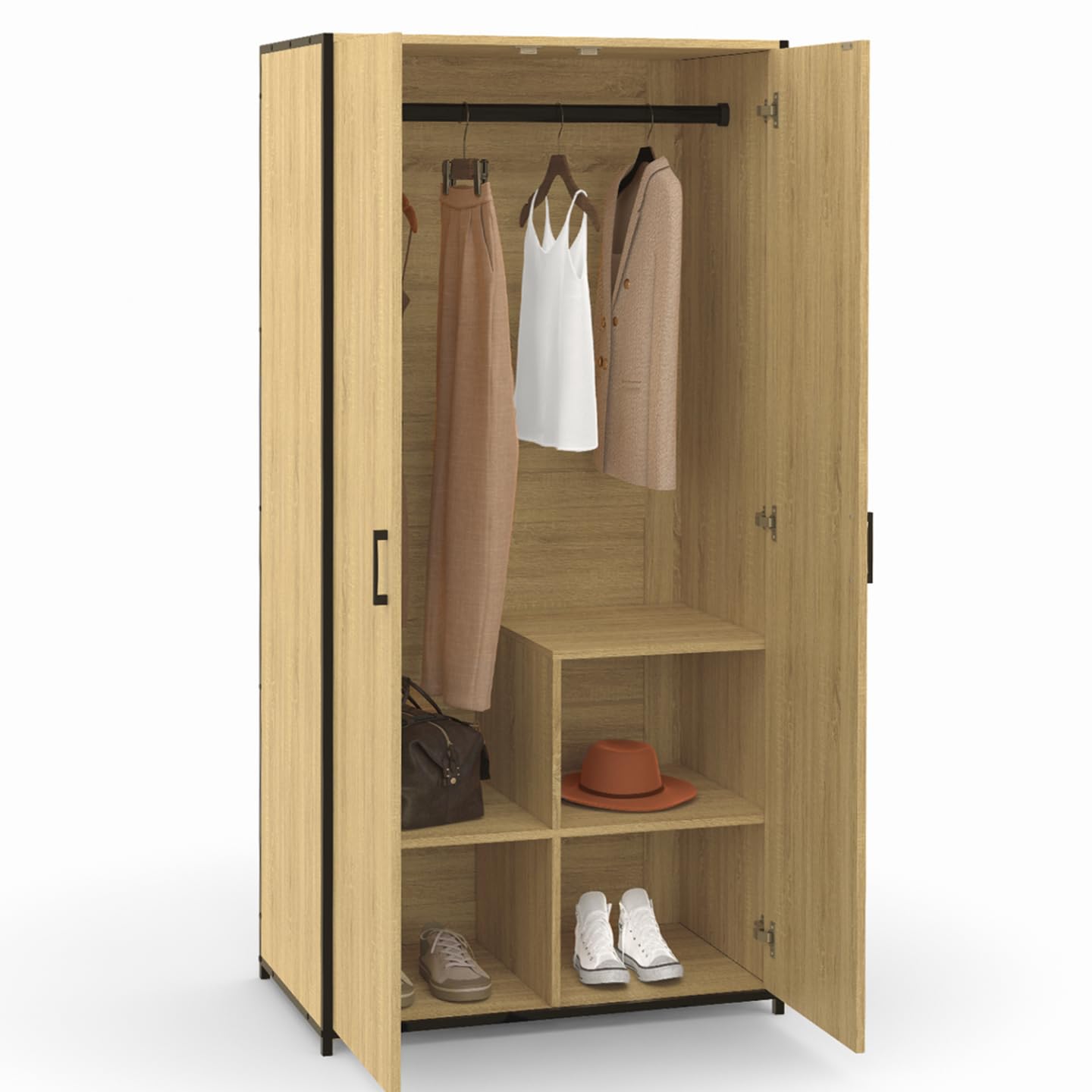 IDMarket - Armario de 2 puertas Detroit armario de 80 cm con estantes de almacenamiento de gran capacidad, diseño industrial