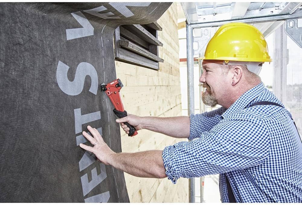 Novus 030-0448 J-055 Professional Hammer, Heavy Duty Impact Tacker, Quick Reloading, Surface Protection, max. 175 Staples 6-14 mm, red