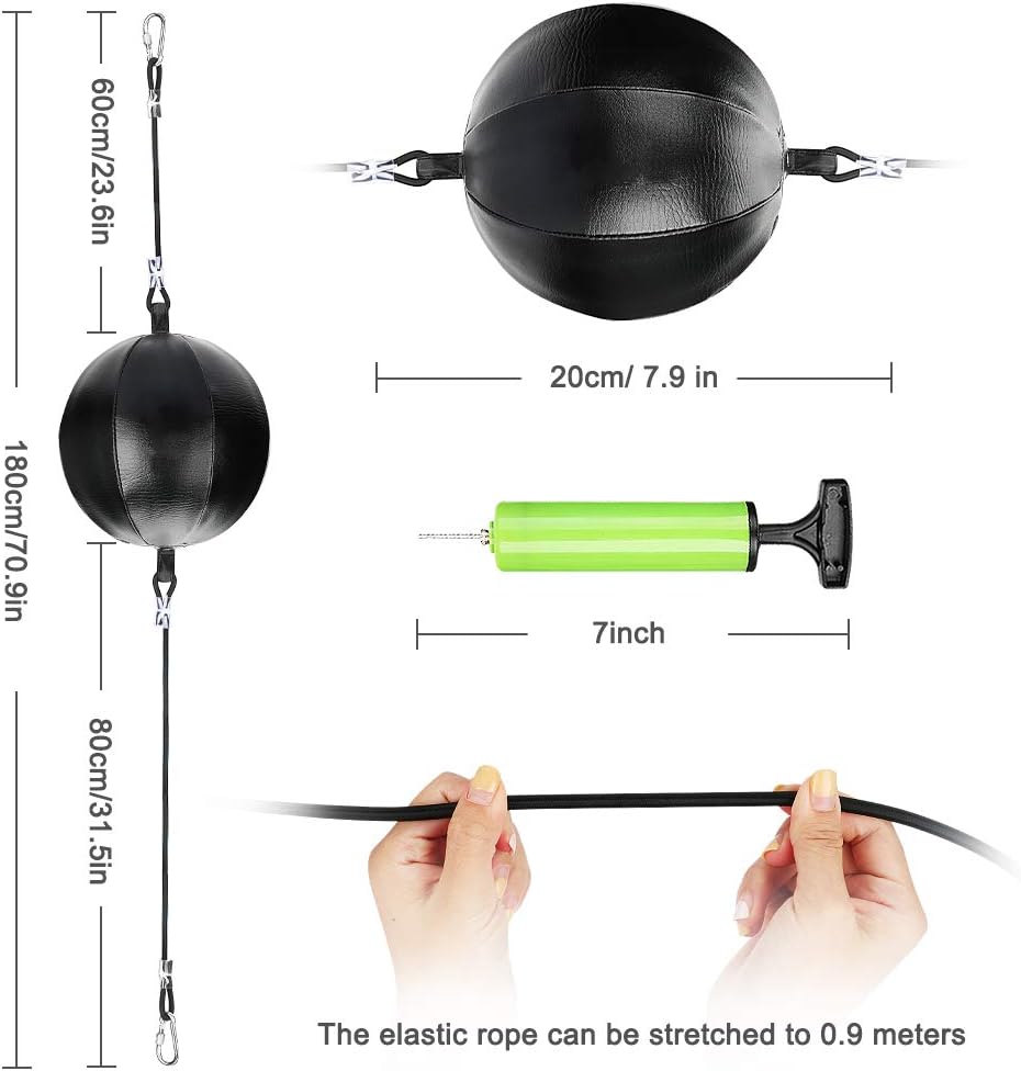 Speed Punch Bag, Leather Double End Boxing Speed Ball Punching Bag, Boxing Bag with Pump Ring Locking for Gym MMA Boxing Sports Punch Bag Adult Kids Men Women : Sports & Outdoors