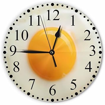 Fried Egg Wall Clock Clock 10 Inch Silent Non-Ticking Clocks Battery Operated for Home Living Laundry Room Kitchen Bedroom Office