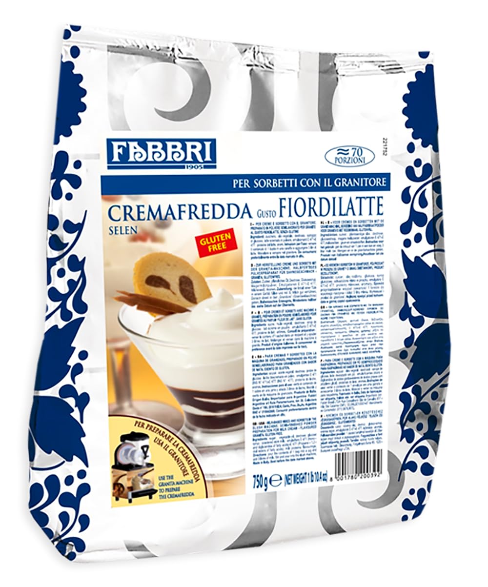 CremaFredda Fiordilatte Preparato in Polvere per Granite al Gusto Fiordilatte, Senza Glutine (Gluten Free) per fabbri 750g
