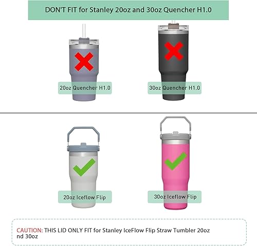 Miniatura 4 de Tapa de repuesto con popote para vaso Stanley IceFlow de 20 onzas y 30 onzas (verde militar)