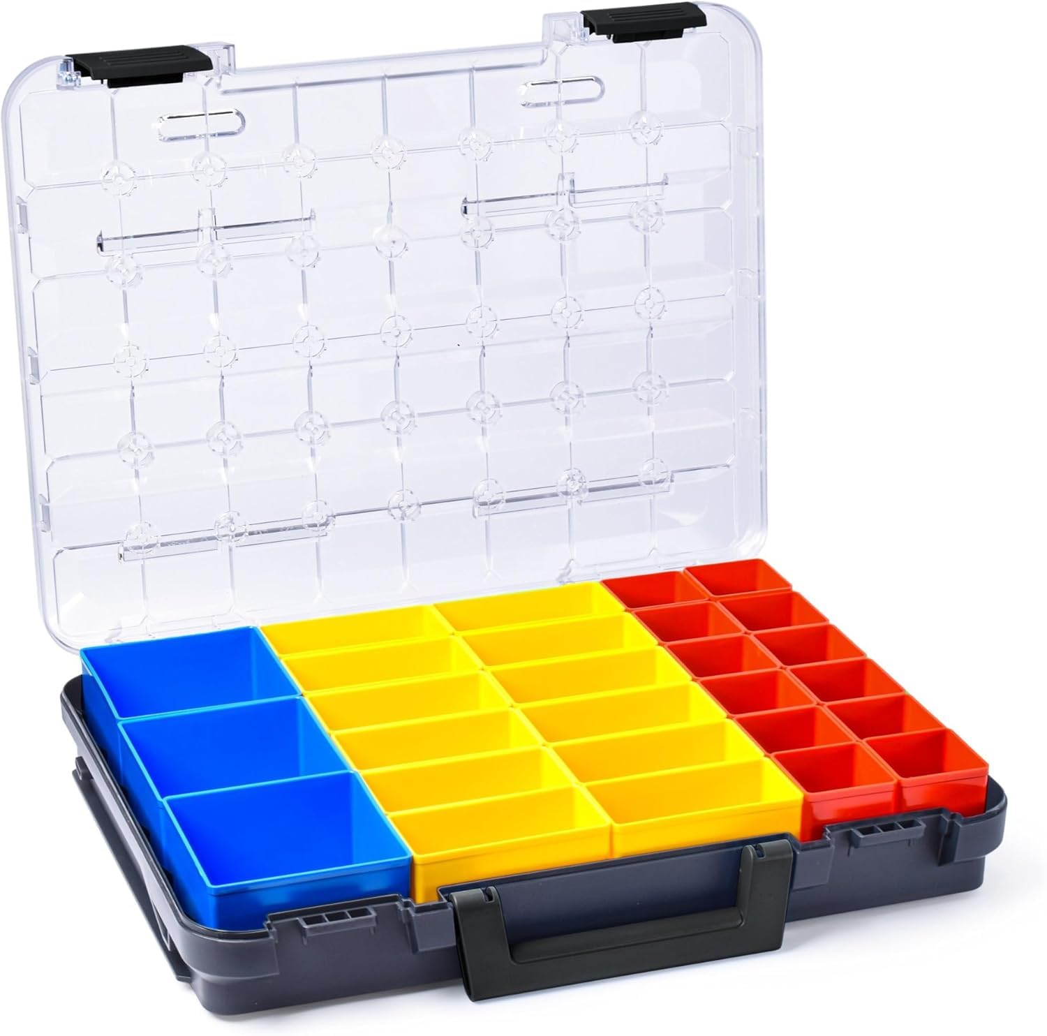 WFix Sortimentskasten Sortimo T-BOXX 320 Anthrazit mit Insetboxen-Set T1 | Sortierkasten Schrauben tragbar, Kleinteile Aufbewahrung Koffer, kompatibel mit WorkMo, stapelbar, 444x358x81 mm