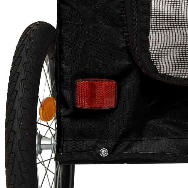Foto 6 de 8 de vidaXL Remolque de Bicicleta Mascotas Hierro Tela Oxford Negro