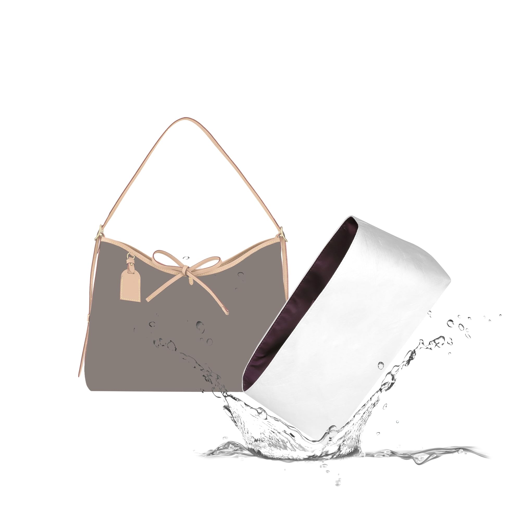 19Neat Thin Lightweight Purse Insert Fit for LV Carryall, Waterproof Dupontpaper Surface and Silky Satin Lining (MM, Cassis)