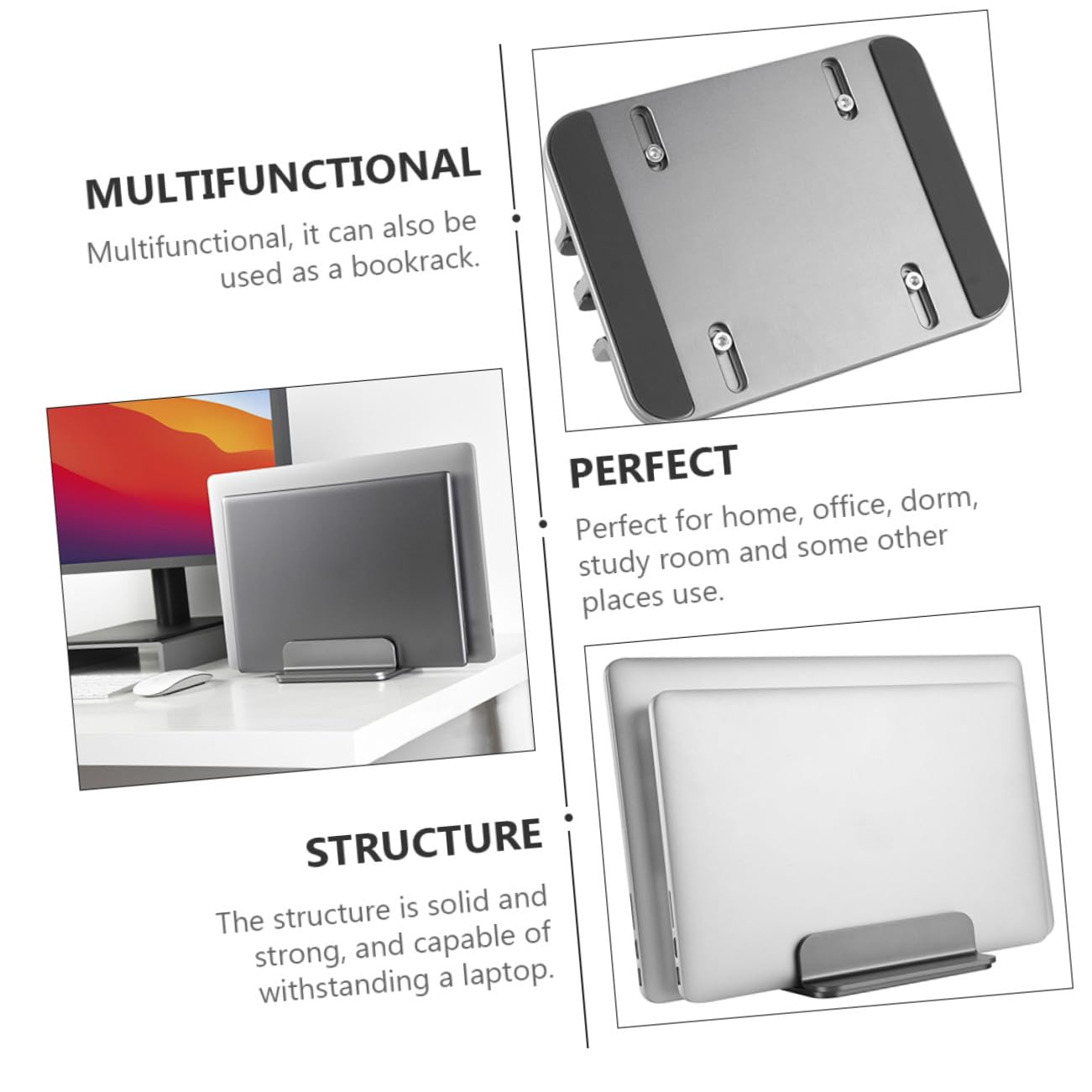 Gatuida Soporte Portátil Vertical Doble de Aluminio para Escritorio Soporte Elevador y Base Estable para Laptop y Tablet Ahorro de Espacio para Oficina y Hogar