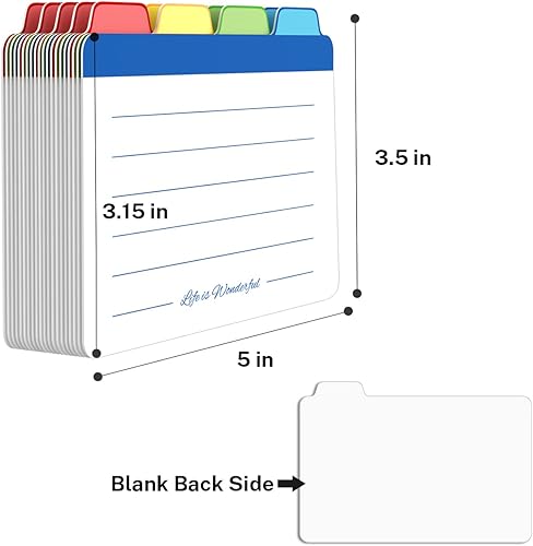 Miniatura 3 de Neando Divisores de guía de tarjetas de índice de 3 x 5 pulgadas, guía de tarjetas de índice en blanco, tarjetas de notas con pestañas de corte 14,