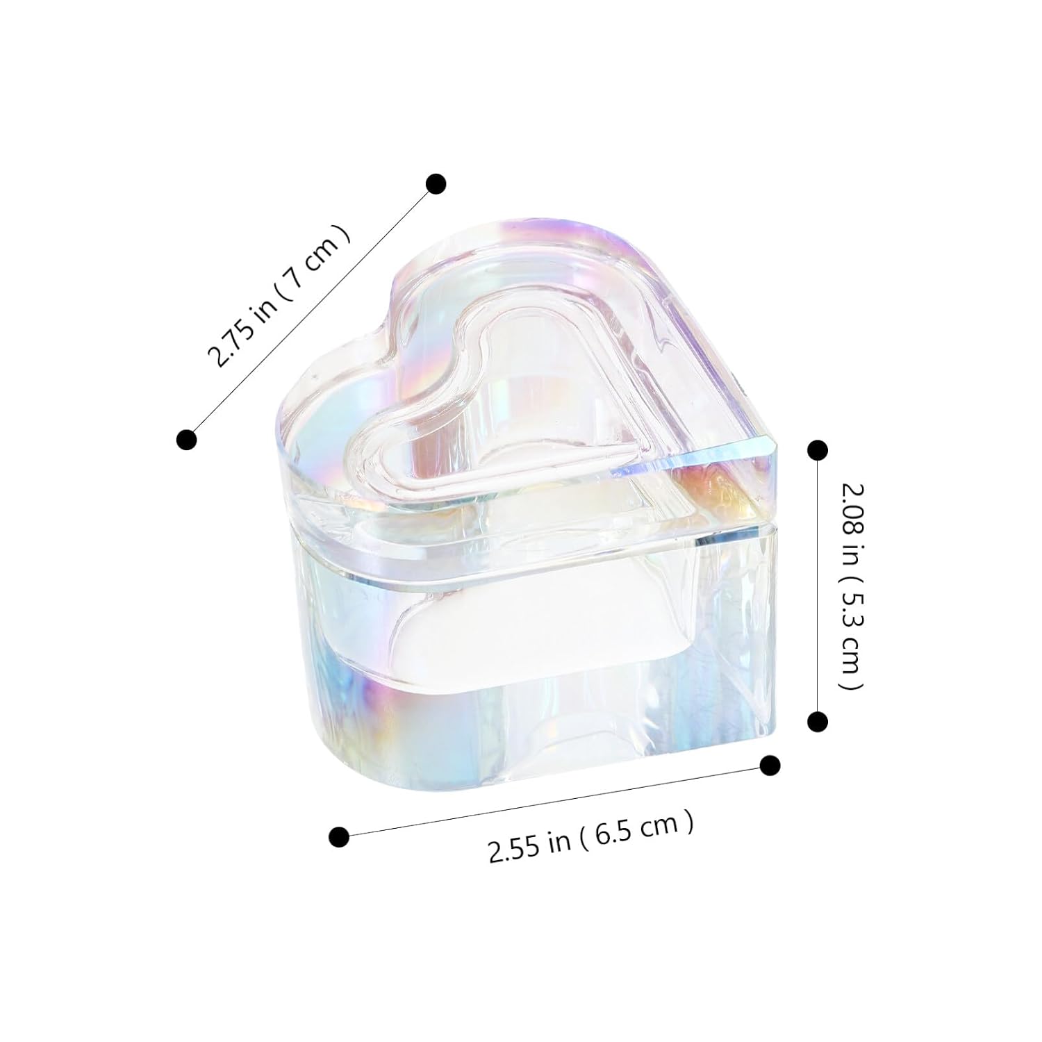 Beaupretty Heart-Shaped Crystal Glass Cup with Lid 2.76In Acrylic Nail Dappen Dish for Manicure Liquid Powder Holder