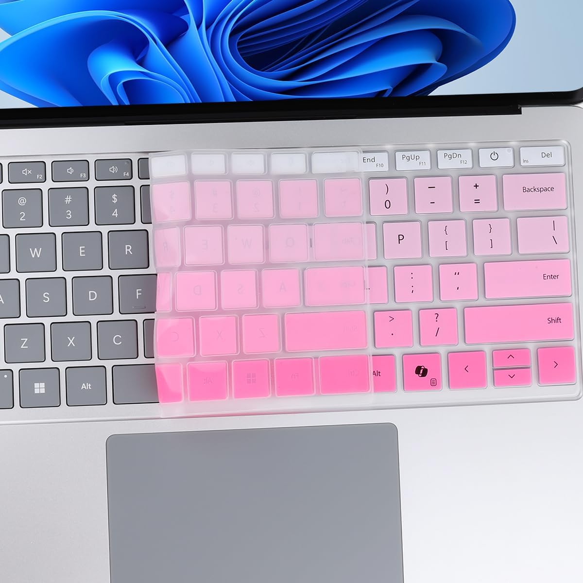 Batianda Gradient Color Keyboard Cover for 13.8" & 15" Microsoft Surface Laptop 2024 (7th Edition)– Soft Durable Spill & Dust Resistant, Lightweight and Portable, White to Pink image 4 of 4 B0DRFP48LV