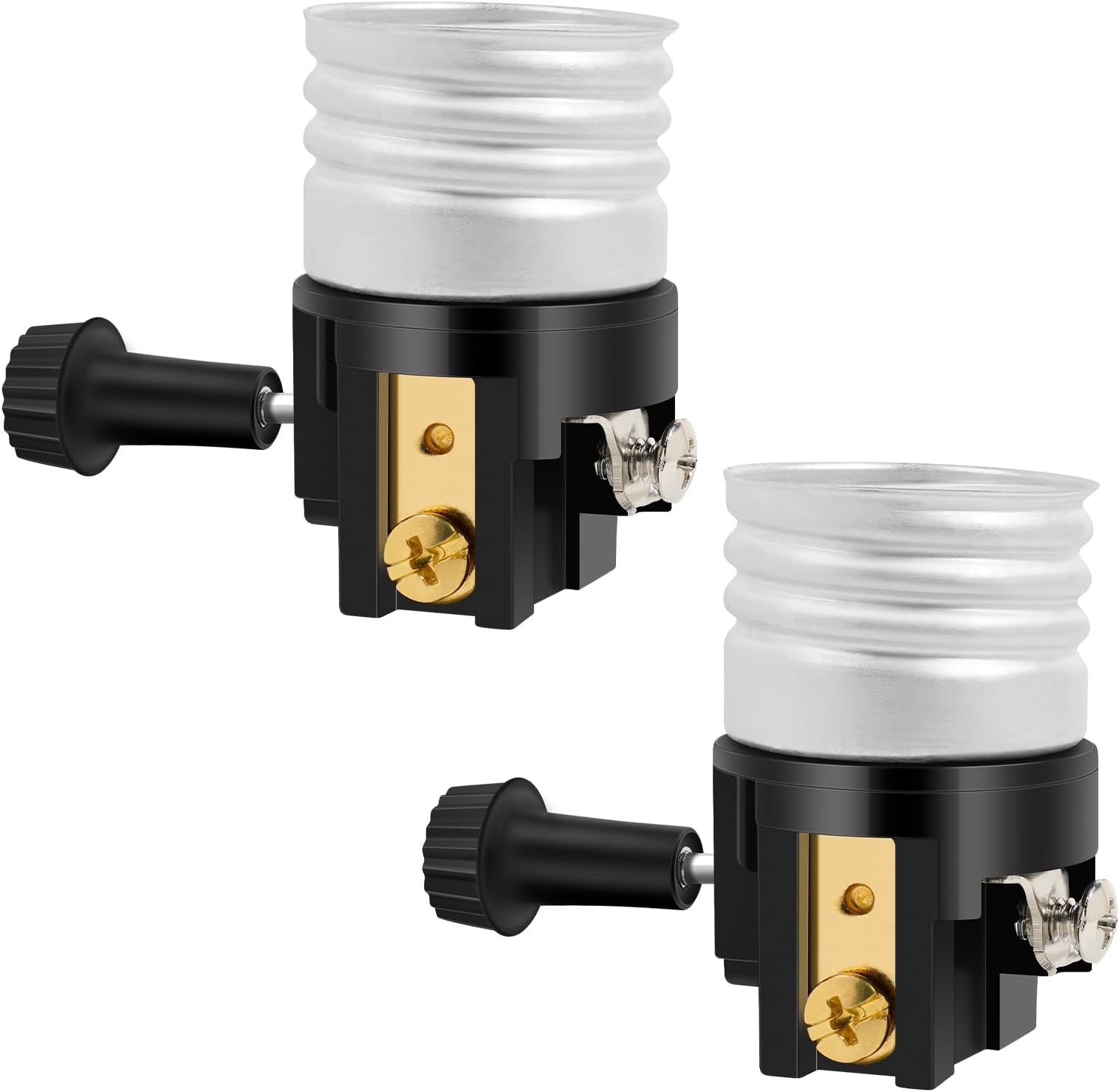 UL Listed E26 Light Socket ，Baocuz Lamp Socket Replacement with ON/Off Switch Knob，Lamp Parts Repair Parts for Table Lamp, Floor Lamp （2 Pack）