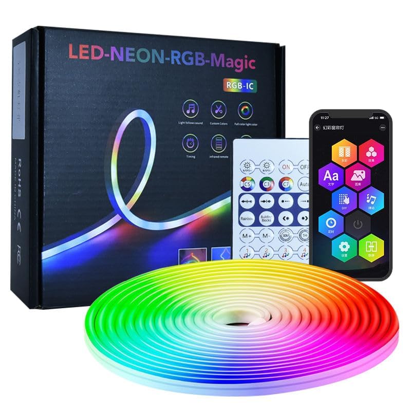 SAJANI 5 Meter Smart Neon Rope Strip Lights, Remote and Mobile Ap...