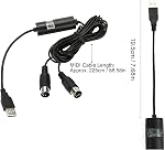 USB to MIDI Cable Converter, 5 Pin Synthesizer Interface Input Output Adapter Music Studio Editing Recording Track Keyboard Cord Wire Controller LED Indicator Piano Computer Laptop Electric Drum