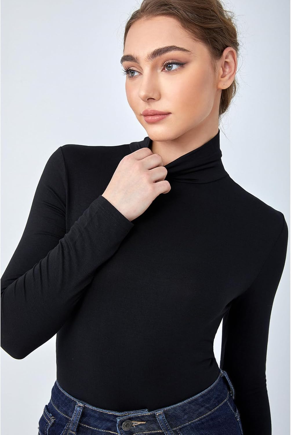 Mcilia Women's Ultrathin Turtleneck Thermal Baselayer Top Mock Neck Long Sleeve Shirt - Image 3