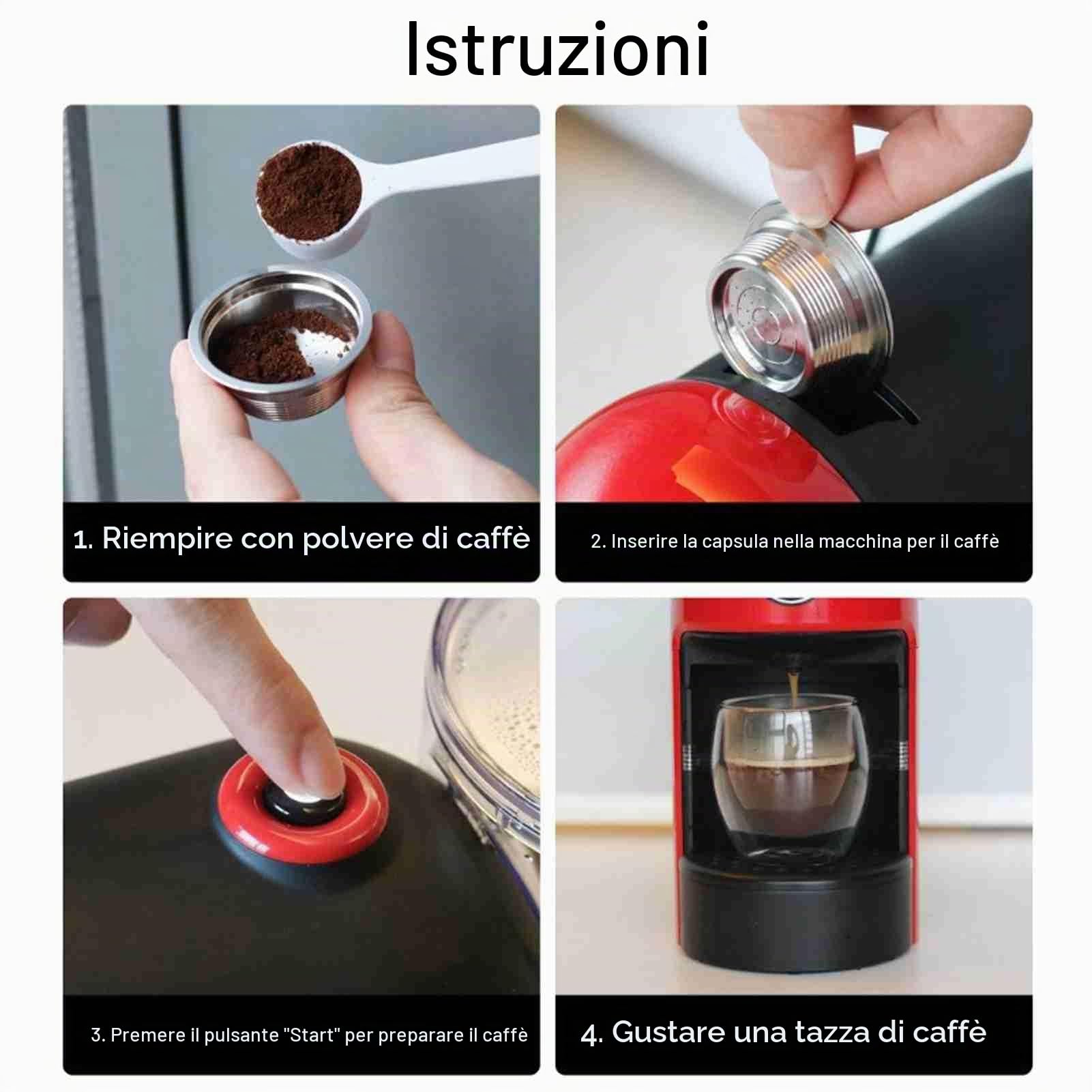 Bewinner Capsule di caffè Riutilizzabili per A MODO MIO, Cialde per caffè in Acciaio Inossidabile 304 con Cucchiaio e Pennello, Capsule Ricaricabili per Macinato Fine per JOLIE ESPRIA, Ecologiche