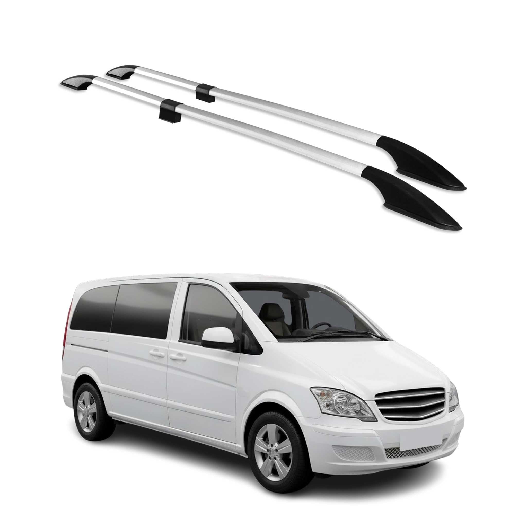 Dachreling Dachträger kompatibel mit Mercedes Vito W639 W447 2003-2022 Kurzer RS Alu Grau