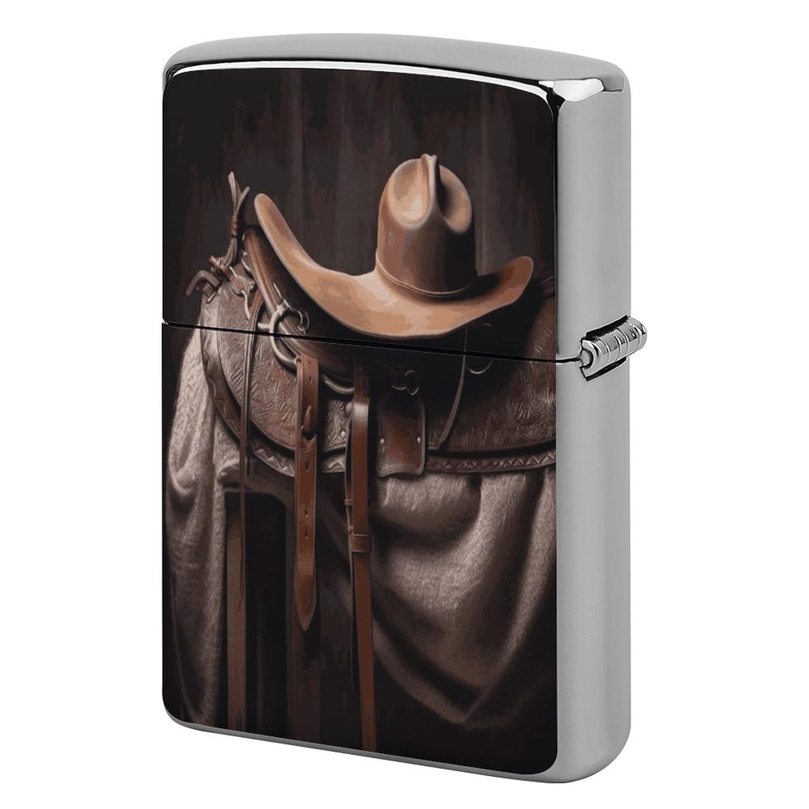 Btcowzrv Style Cowboy Saddle Hat Metal Lighter Case Sleeve Cover Holder