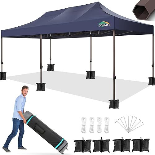 Miniatura 21 de COBIZI Carpa con Toldo 10x10 Pop Up, Toldo de Fácil Instalación con Paredes Laterales Impermeable y UPF 50+, Carpa Instantánea Comercial de Servicio