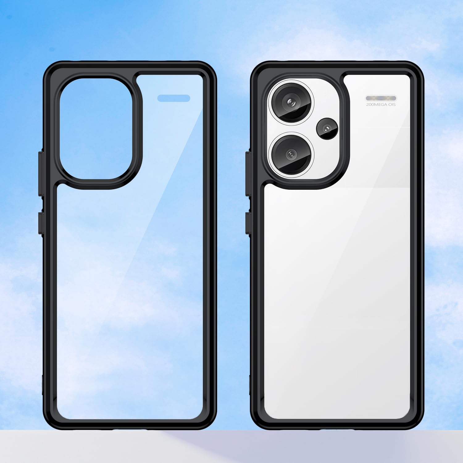 Dl3 Mobilak Crystal Clear Case for Xiaomi Redmi Note 13 Pro+ Plus 5G [Not Yellowing] [Military Grade Drop Protection] Shockproof Slim Transparent Protective Cover - Black