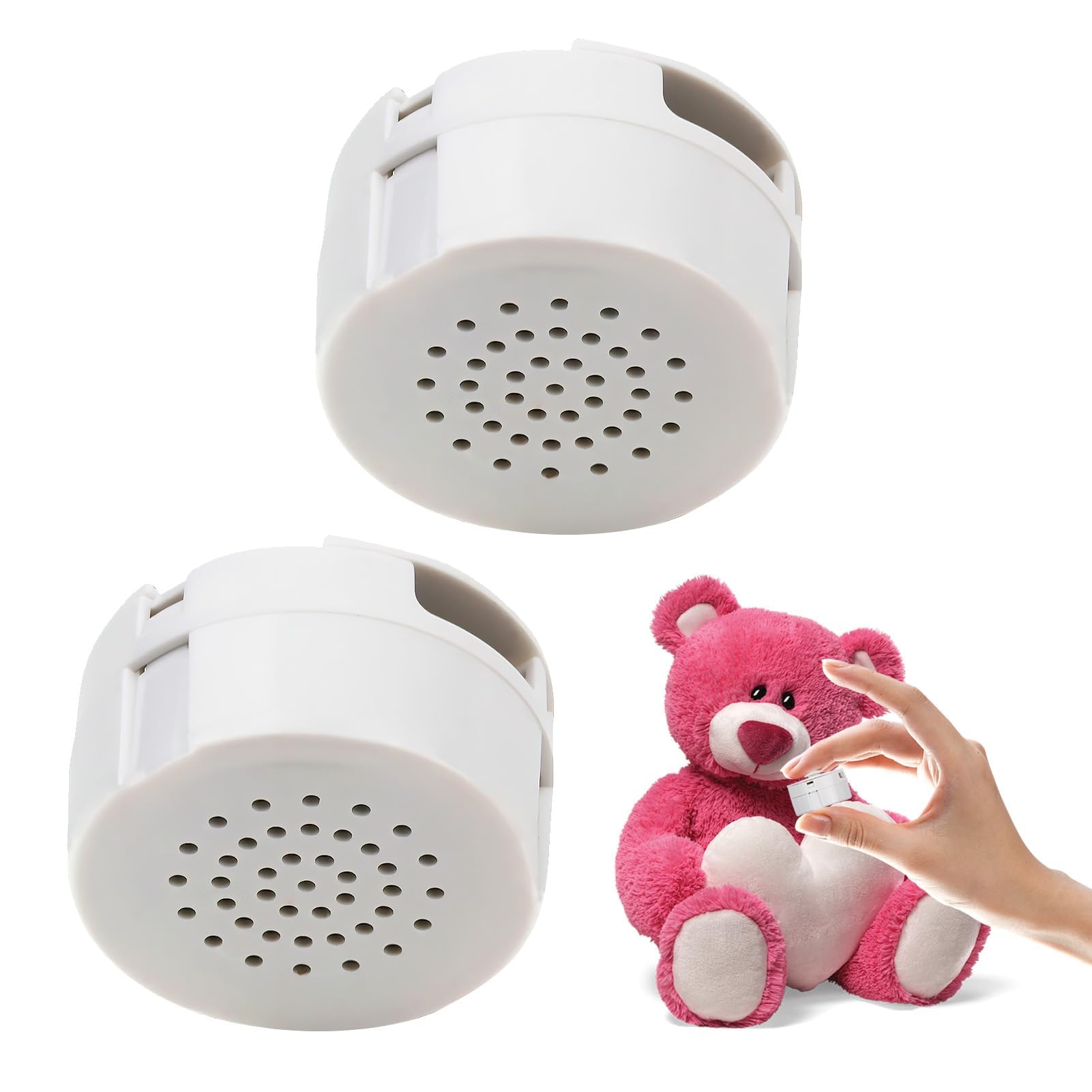 2 Pack 60-Second Voice Recorder for Ted dy, Talking Tins Voice Recorder, Recordable Voice Device for Boys Girls for Plush Toy Baby Doll Toy and Pillow, White (2)