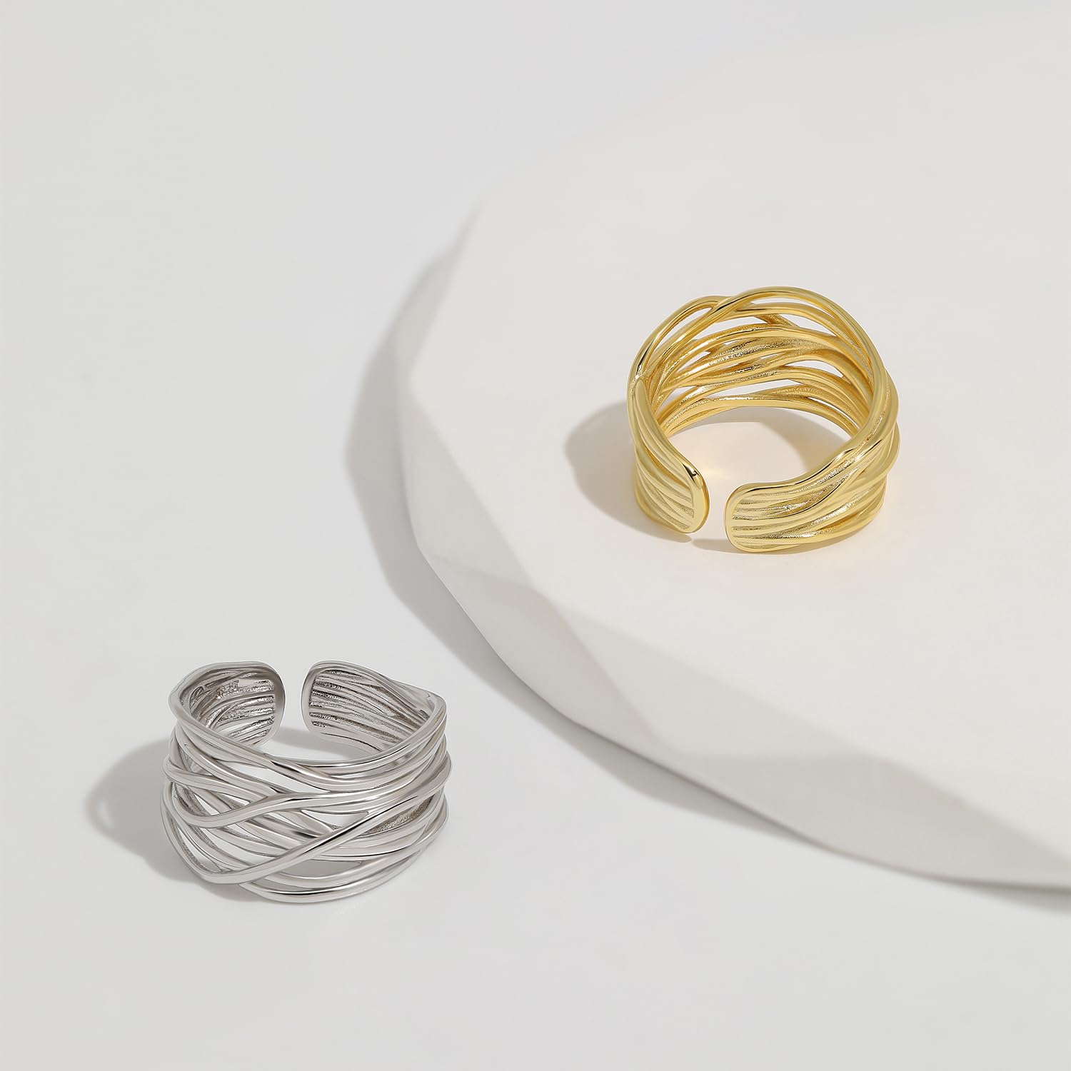 Meissa Anillos para Mujeres Anillos de Pulgar de Oro Banda Gruesa Martillada Anillos Apilables de Banda Ancha Joyería de Moda para Dedo Índice