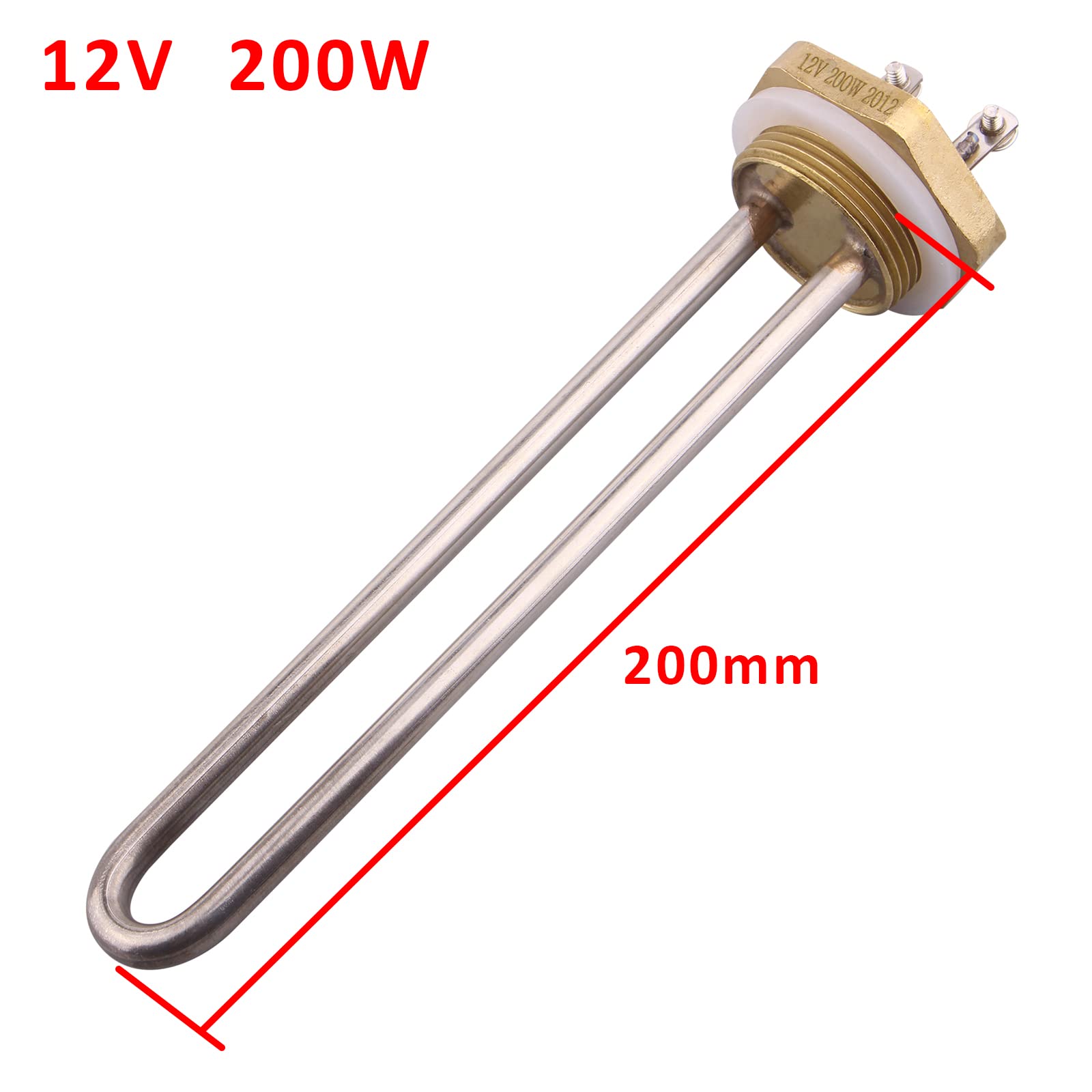 DERNORD Elemento scaldacqua 12 V 200 Watt 1.25" pollici 41.91 mm DN32 flangia in rame elemento riscaldante di ricambio