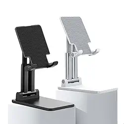 Suporte Para Celular e Tablet Dobrável Portátil Ajustável Apoio Mesa Preto Branco Estudo (Preto)