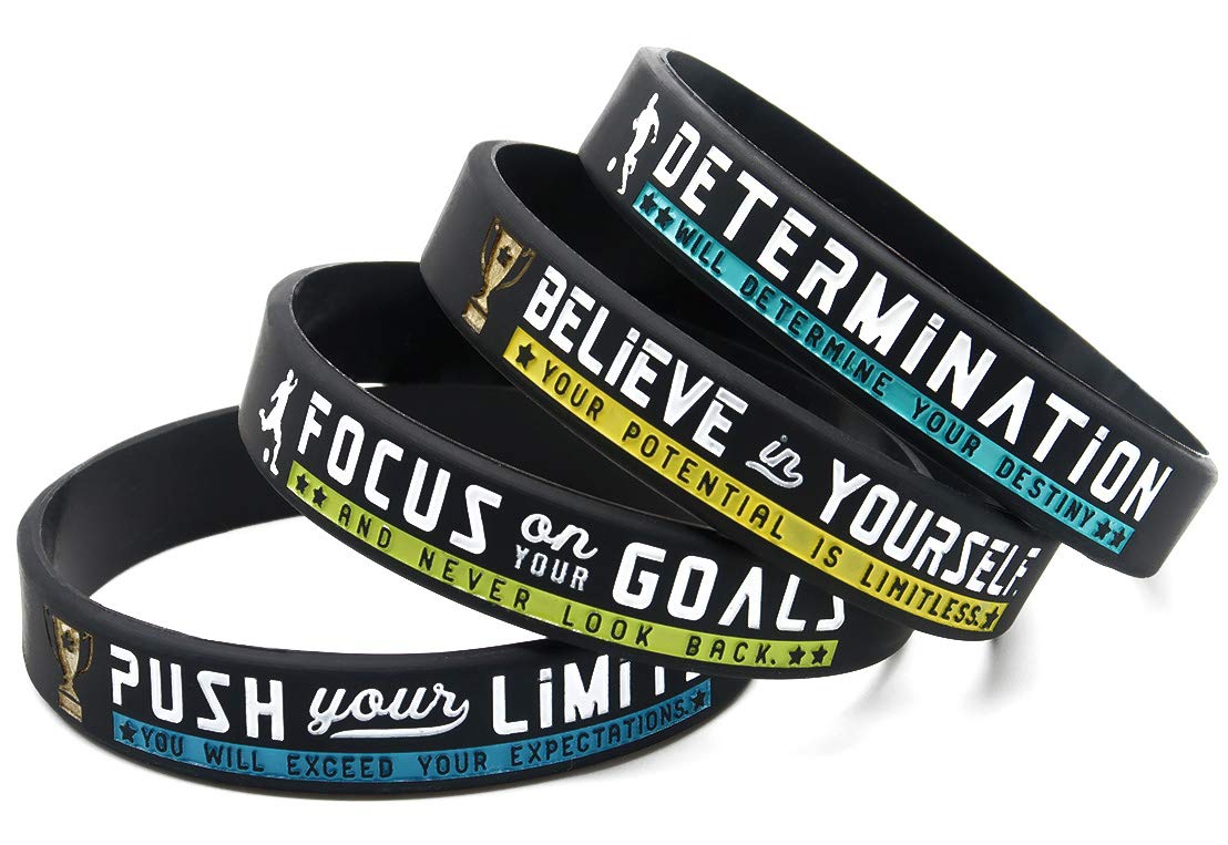 Inkstone Soccer Bracelets with Motivational Sports Quotes Silicone Rubber Wristbands Gift
