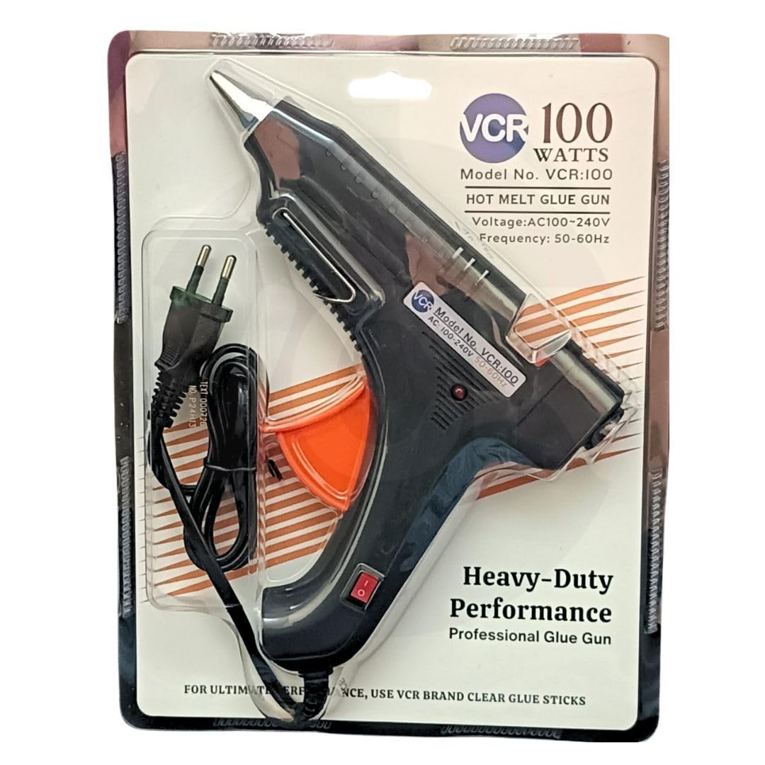 VCR 100W Professional Hot Melt Glue Gun for Crafting & DIY Purpose - 100 Watts - ON/Off Switch for Precise Glue Output - Easy To Use Black Glue Gun + 5 Transparent - 11mm Glue Sticks - VCR 100 - Image 8 thumbnail