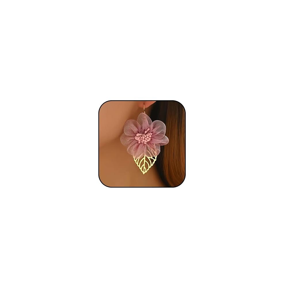 Amazon.com: Pink Flower Earrings for Women Fabric Floral