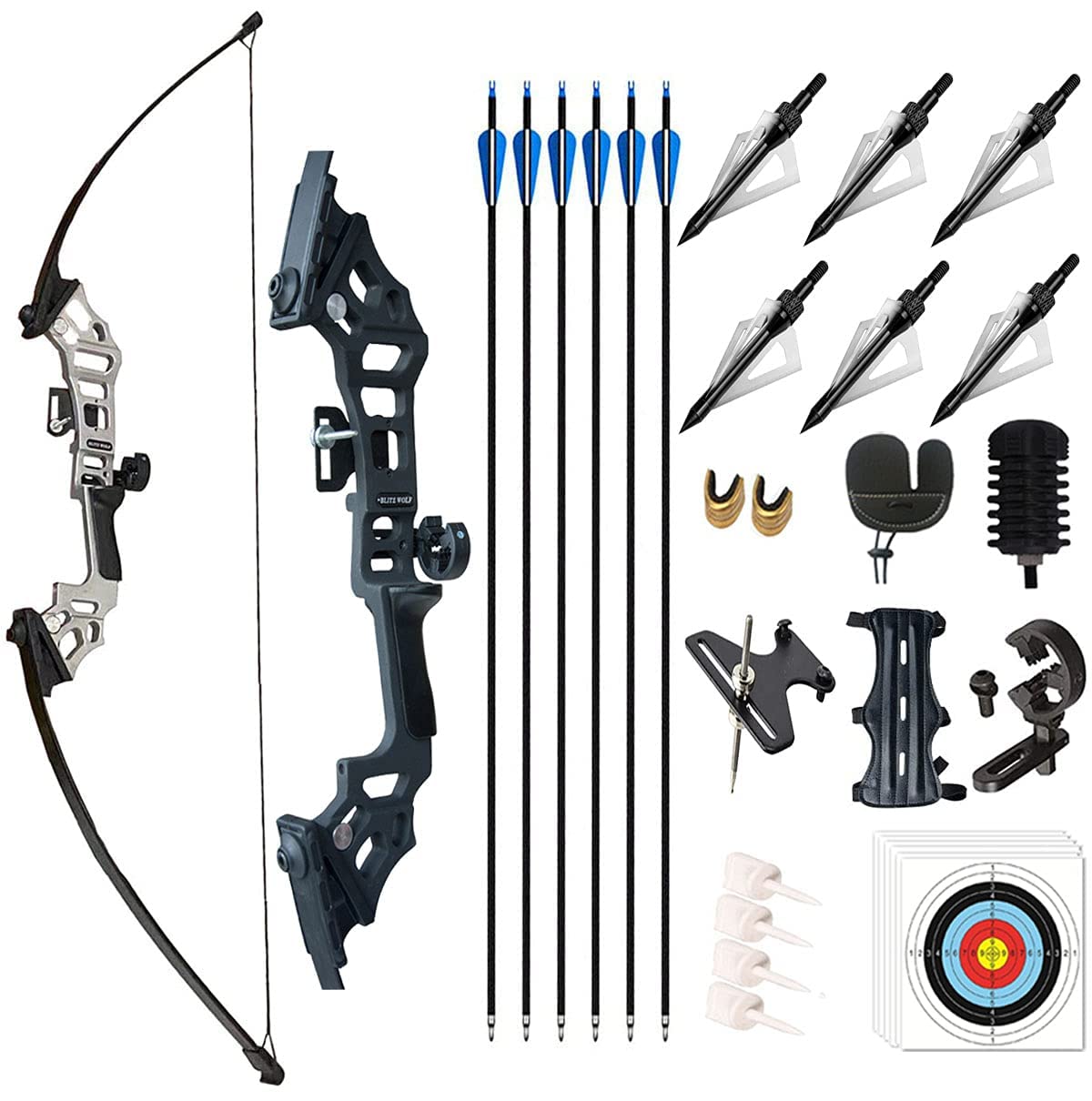 Monleap Archery 51" Takedown Recurve Bow and Arrows Set for Adults Metal Riser Longbow Kit Right Hand Straight Bow for Beginner Hunting Shooting Practice 30 40 50lb