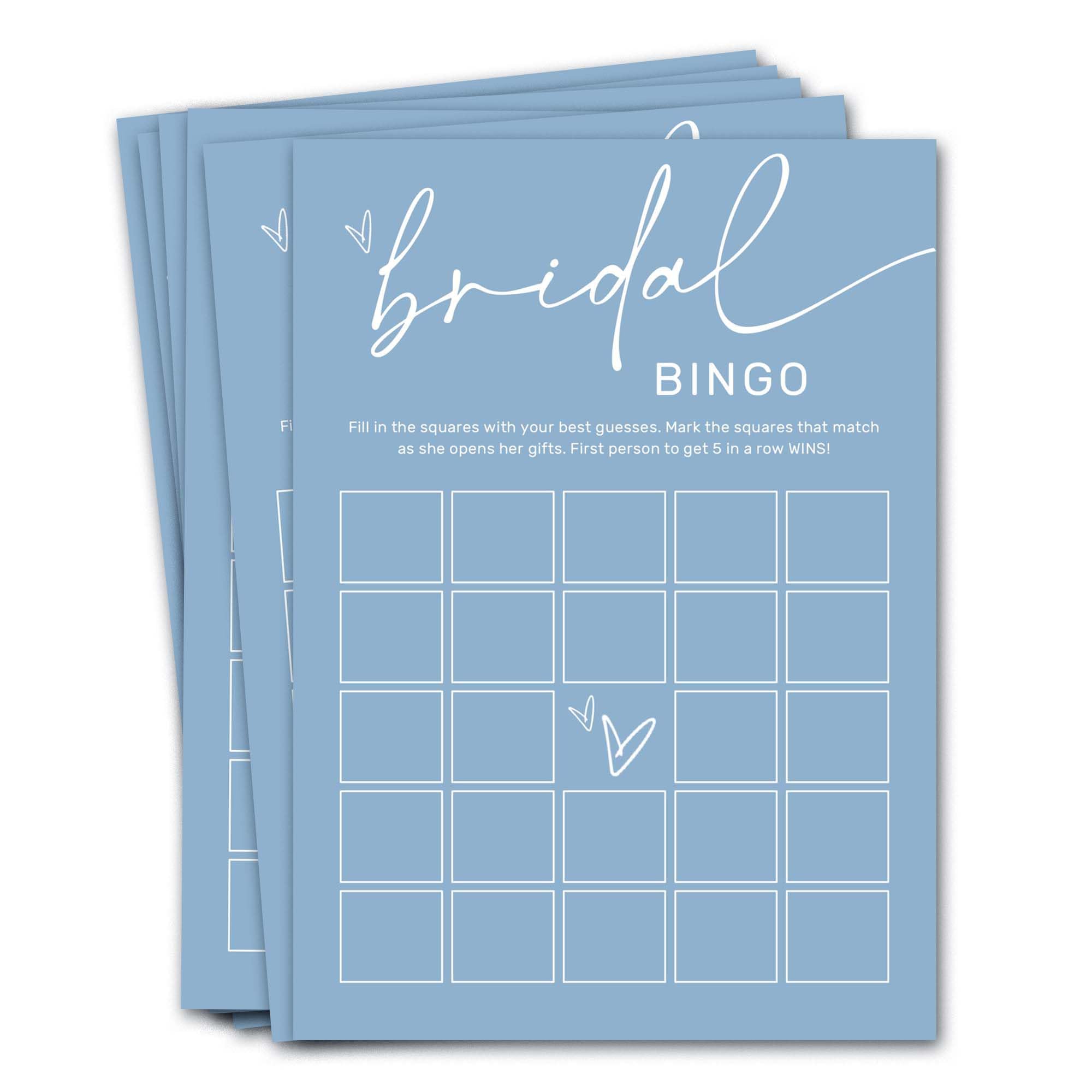 Wybgno Bridal Shower Bingo, What Will The Bride to Be Receive, 25Pcs Bridal Bingo Game Cards, Engagement Party Games for Guests, Minimalist Blue