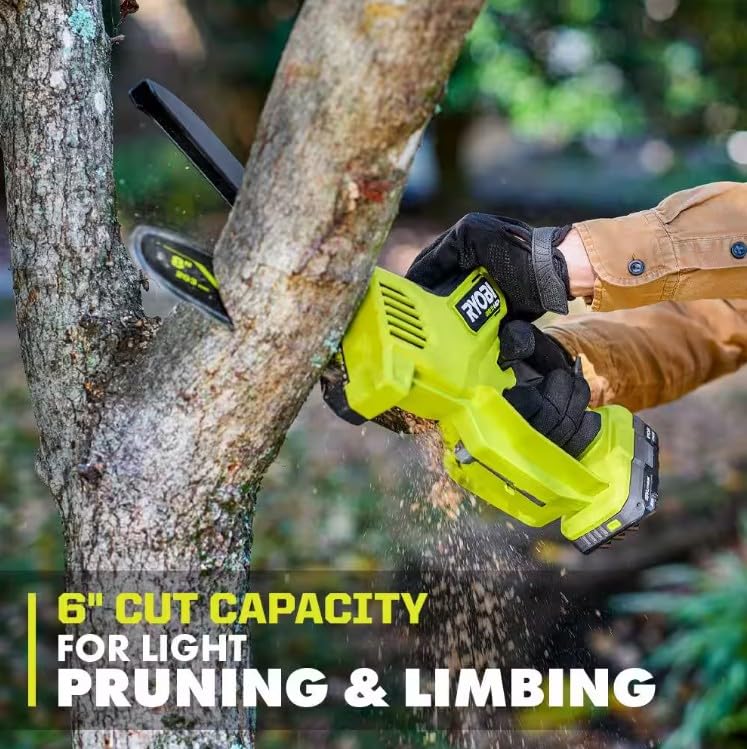 Image of RYOBI 18V Brushless 8 in. Battery Compact Pruning Mini Chainsaw (Tool Only) | PSBCW01 - Battery and Charger Sold Separately