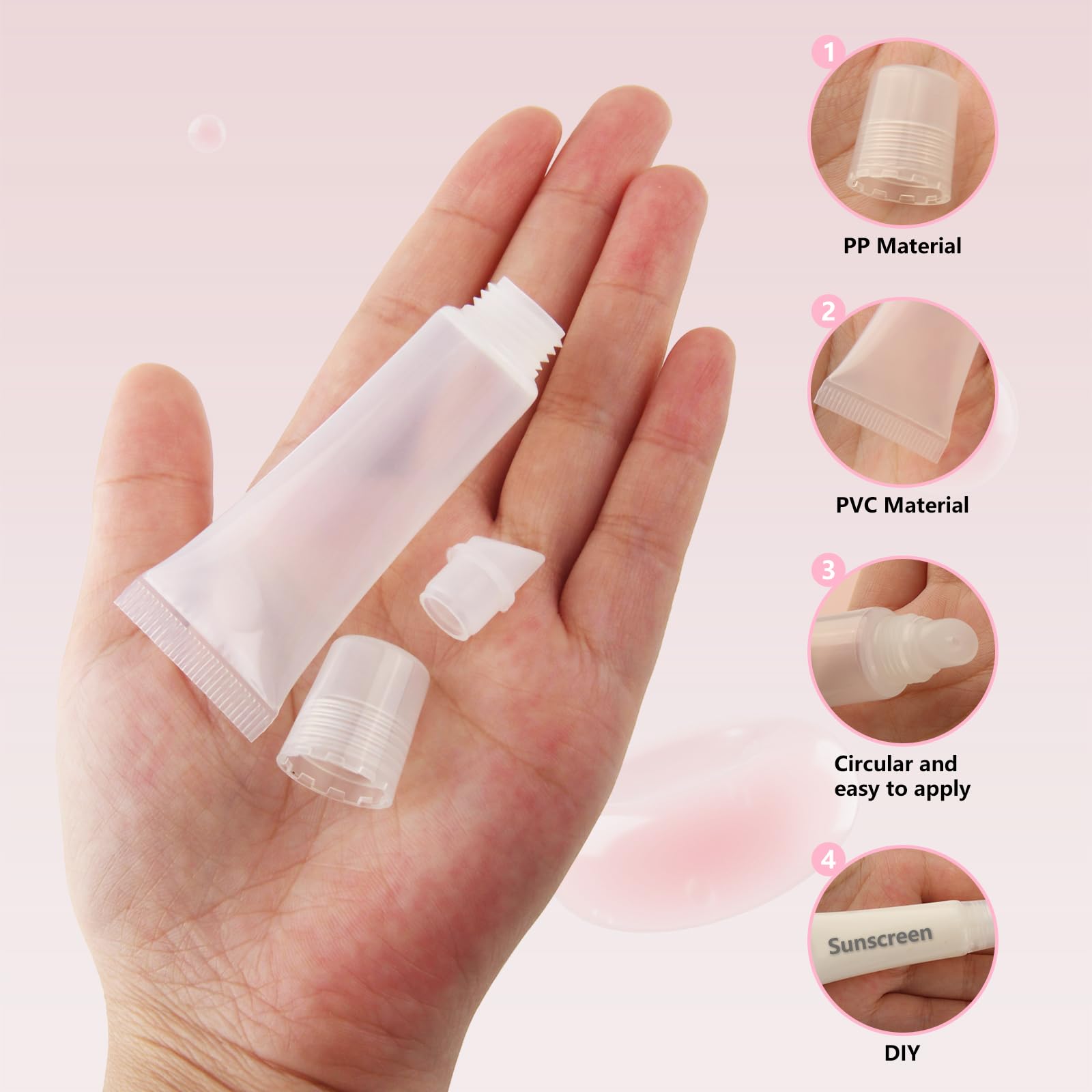 32 sztuki pustych tubek na balsam do ust, 10 ml, pusta tubka, do wielokrotnego napełniania, przezroczysta tubka balsam do ust, balsam do ust do szamponu, balsamu do błyszczyków