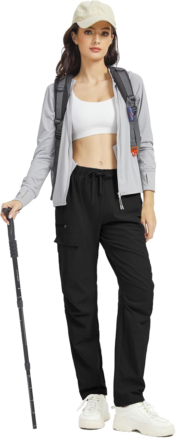 Lightweight Hiking Pants for Women Quick Dry Travel Pants Water Resistant with Zipper Pockets for Safari Camping - Image 7