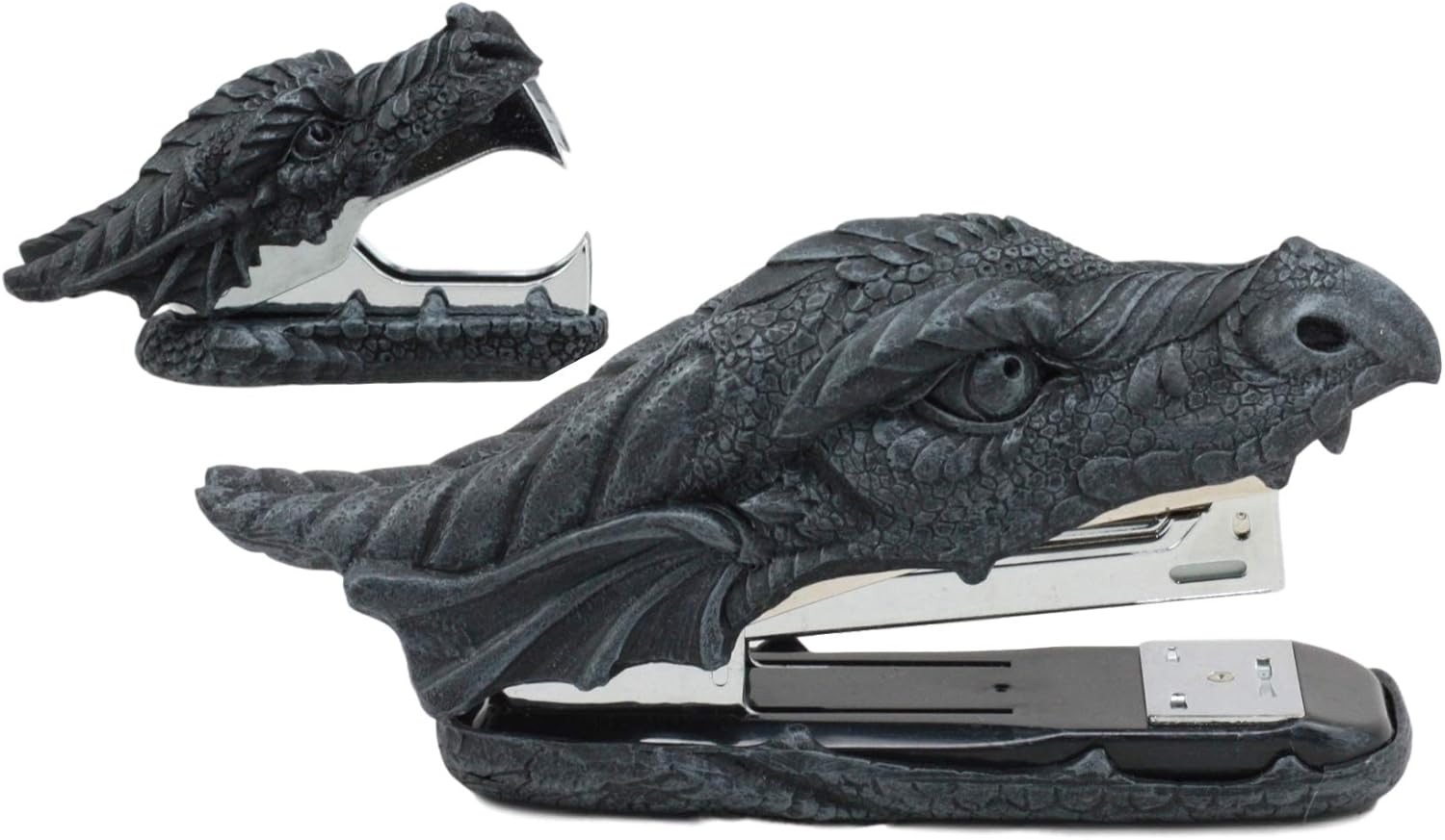 Ebros Legendary Smaug Fire Dragon Head Stapler and Staple Remover Office Desktop Accessory Home Decor Faux Stone Resin Figurine Set as Renaissance Medieval Themed Gifts for Dads Men