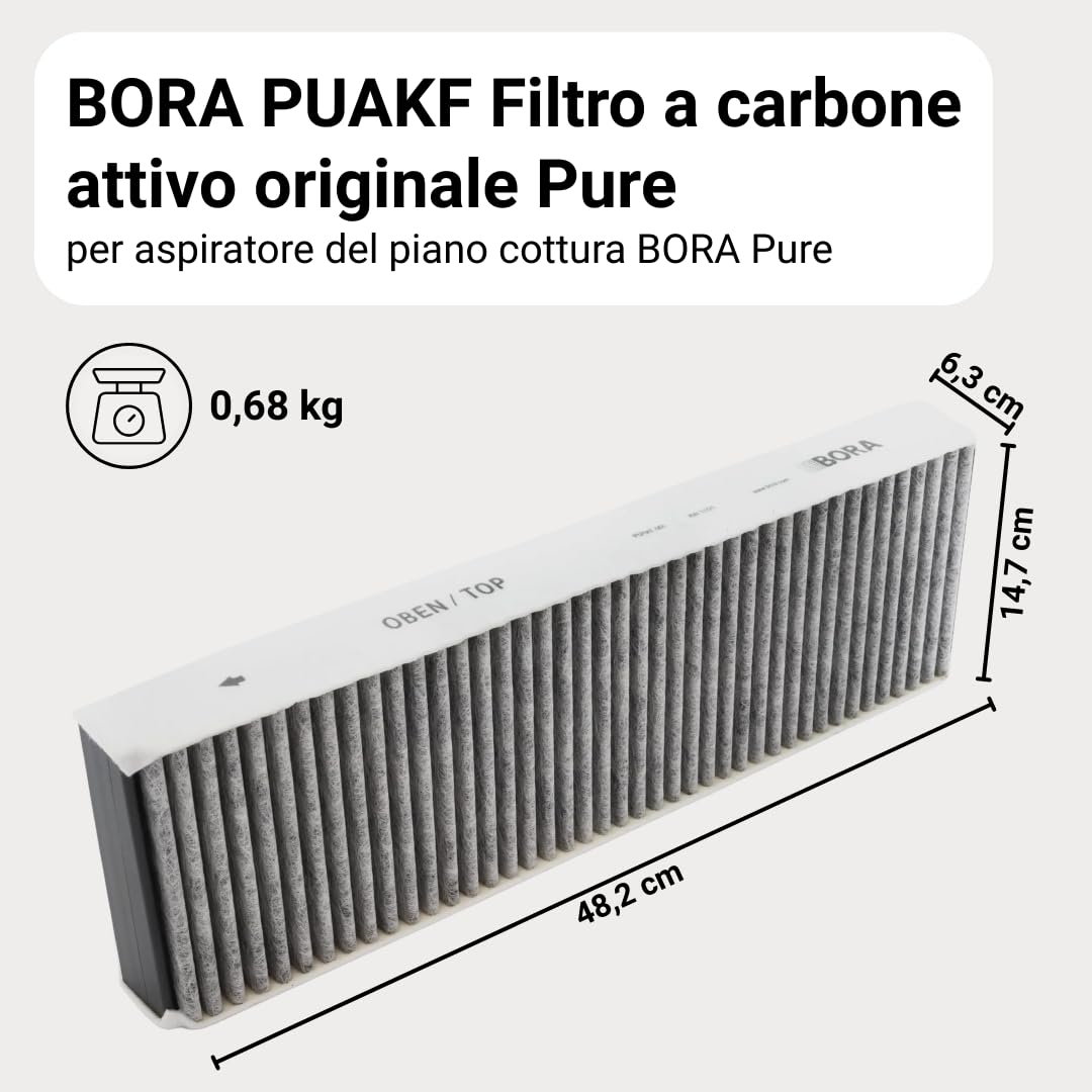 BORA PUAKF Filtro Carbonio Originale per Estrattore PURE, Cartuccia di Ricambio per Sistema Cappa, Accessorio Compatibile