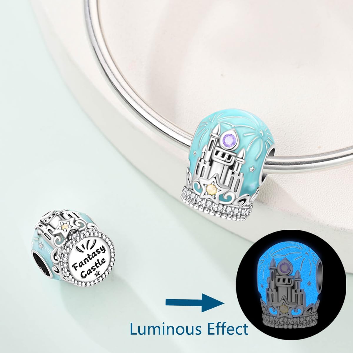 925 Sterling Silver Charms, Compatible with Pandora Bracelets, 5A Cubic Zirconia Beads, Pendants for Mother's Day and Valentine's Day Gifts Heart Pendant Charms - Image 3